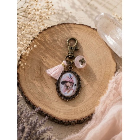 Portachiavi con quarzo rosa