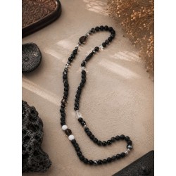 Collana etnica con pietra lavica e ossidiana