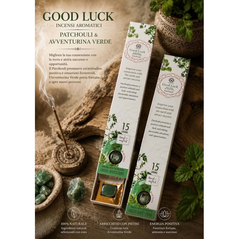Incensi Good Luck con Patchouli e Avventurina Verde