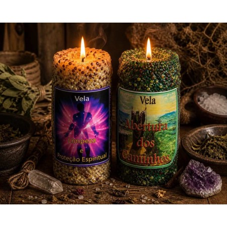 Candele rituali “Limpieza e Proteção Espiritual” e “Abertura dos Caminhos”